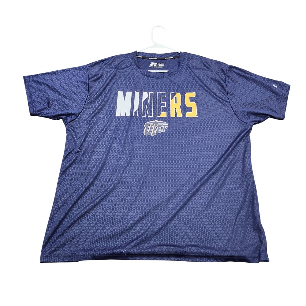 UTEP Miners Shirt Mens 2XL Blue NCAA College Russell Short Sleeve Graphic Tee